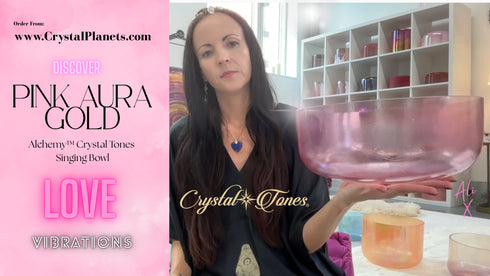 Pink Aura Gold Crystal Tones® Alchemy Crystal Singing Bowl 12" A#-5
