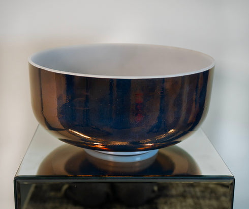 12" G#+30 Tibetan Quartz Copper Frosted Rim Inside Crystal Tones® Alchemy Crystal Singing Bowl