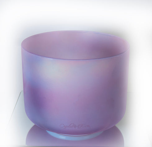 9" B+35 Selenite, Violet Flame Aura Crystal Tones® Alchemy Crystal Singing Bowl 161956