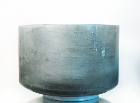 9" D#0 Moldavite, White Light Aura Gold, Frosted Rim (Inside) Crystal Tones® Alchemy Crystal Singing Bowl 139121