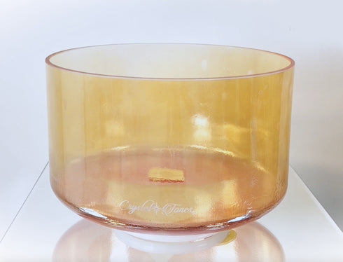 9" D#+40 Apophyllite, Grandmother, Pink Aura Gold (Base) Crystal Tones® Alchemy Crystal Singing Bowl 161776