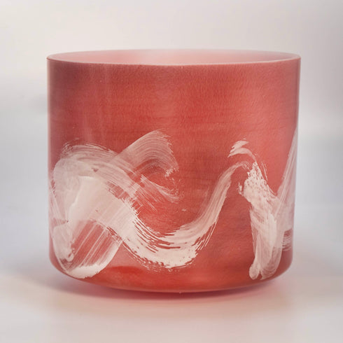 Twin Flame Harmony Bowls E and G: 8" G0 Rhodochrosite + Mother of Platinum Alchemy™ Crystal Tones® Quartz Singing Bowl