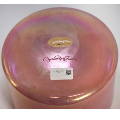 Rare 9" D-5 Rose Quartz Platinum Frosted Inside Alchemy™ Crystal Tones Singing Bowl