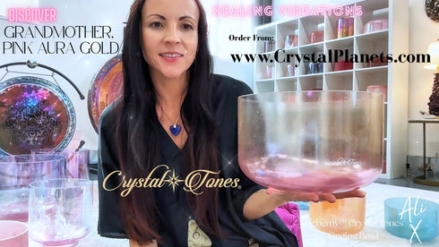 Grandmother, Pink Aura Gold (Base) Crystal Tones® Alchemy Crystal Singing Bowl 10" B+30