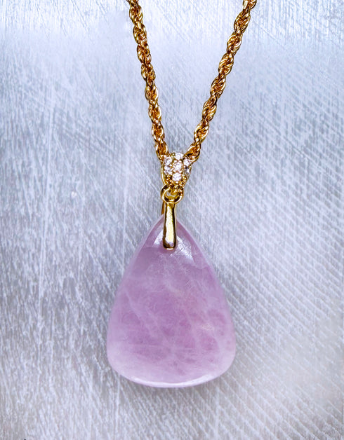Kunzite Gemstone Pendant in Gold Vermeil