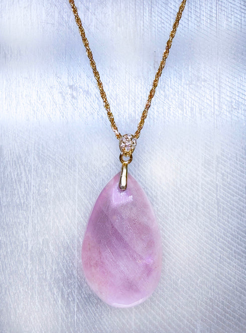 Kunzite Gemstone Pendant in Gold Vermeil