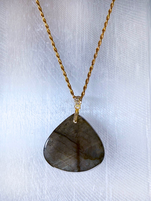Labradorite Gemstone Pendant in Gold Vermeil
