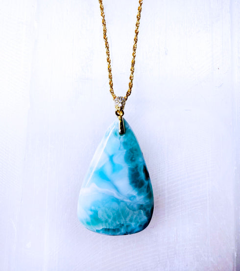 Larimar Gemstone Pendant in Gold Vermeil