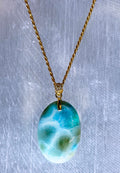 Larimar Gemstone Pendant in Gold Vermeil