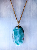 Larimar Gemstone Pendant in Gold Vermeil