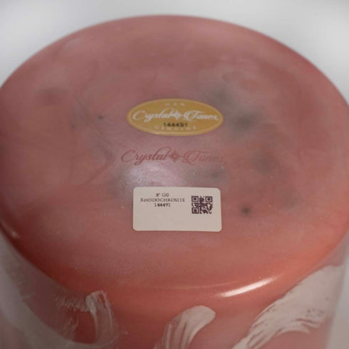 Twin Flame Harmony Bowls E and G: 8" G0 Rhodochrosite + Mother of Platinum Alchemy™ Crystal Tones® Quartz Singing Bowl