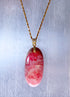 Large Rhodochrosite Gemstone Pendant in Gold Vermeil
