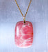 Large Rhodochrosite Gemstone Pendant in Gold Vermeil