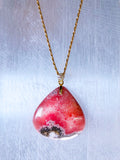 Large Rhodochrosite Gemstone Pendant in Gold Vermeil