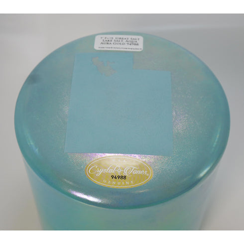 Great Salt Lake Salt Aqua Aura Gold Alchemy™ Crystal Tones Singing Bowl 7 inch F +15