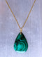 Large Malachite Gemstone Pendant in Gold Vermeil