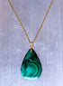 Large Malachite Gemstone Pendant in Gold Vermeil