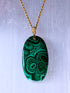 Large Malachite Gemstone Pendant in Gold Vermeil
