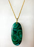 Large Malachite Gemstone Pendant in Gold Vermeil