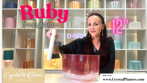 SOLD Rare 12" D+40 Ruby, Palladium, Frosted Inside, Transcendent Crystal Tones® Alchemy Crystal Singing Bowl (Copy)