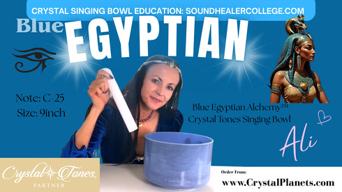 SOLD MORE COMING SOON Blue Egyptian Bowl Alchemy™ Crystal Tones Singing Bowl 9" C-25