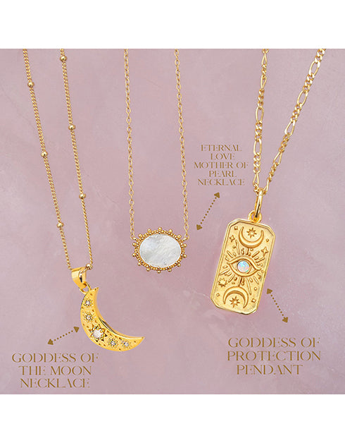 Tarot Pendant 'Goddess of Protection' with Opal Gemstone in Gold Vermeil