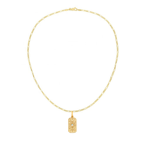 Tarot Pendant 'Goddess of Protection' with Opal Gemstone in Gold Vermeil