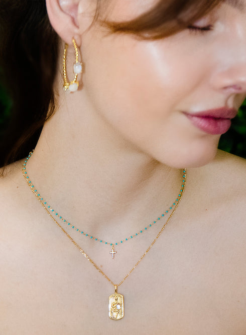 Spirit of the Snake Tarot Pedant with Moonstone Pendant in Gold Vermeil