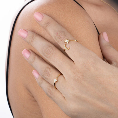 Celestial star ring in Gold Vermeil