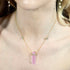 Love Bomb Pink Rose Quartz Pendant with Diamond Crown in Gold Vermeil